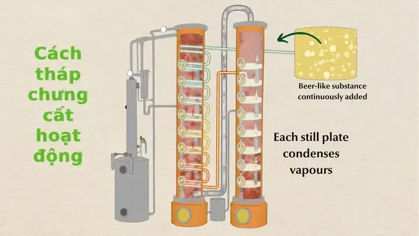 Nguyên lý hoạt động của tháp chưng cất