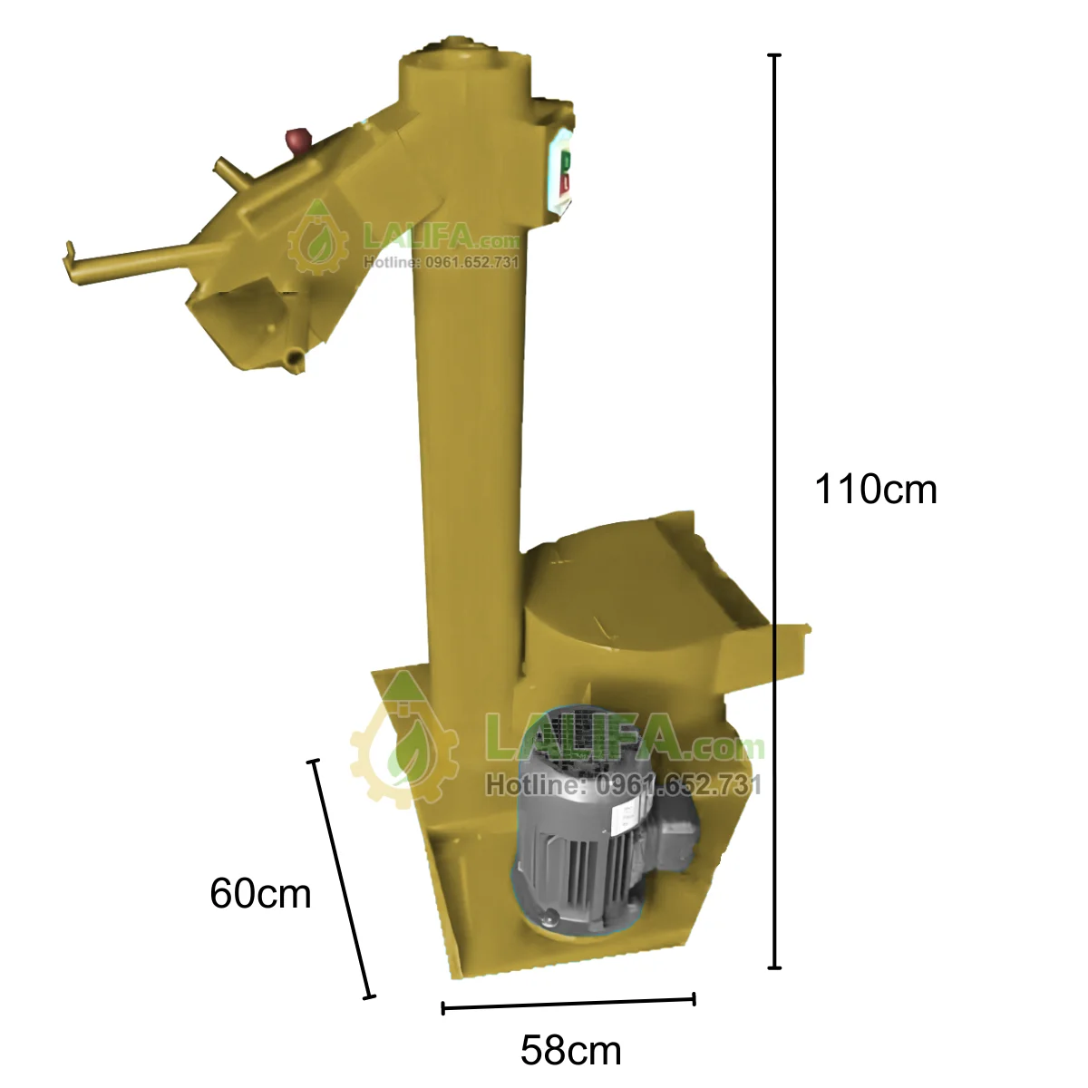 Kích thước máy đánh bã lạc LALIFA