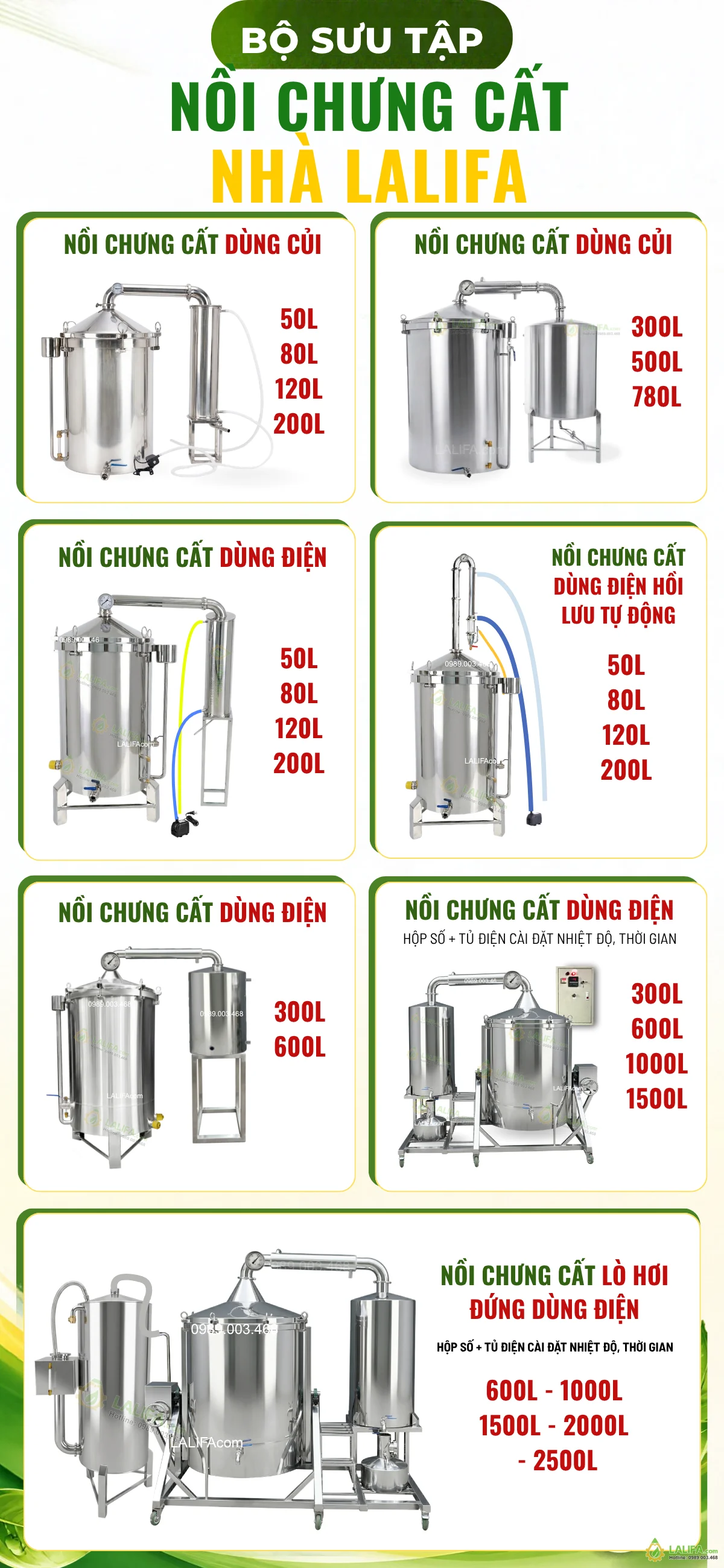 bộ sưu tập nồi chưng cất nhà LALIFA 1