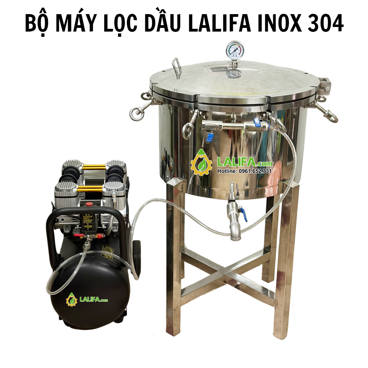 Máy lọc dầu lạc inox 1 bầu lọc Lalifa-LDI-50 công suất 15-20lit/mẻ